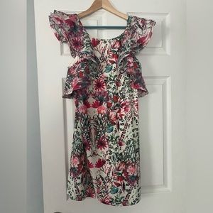 Badgley Mischka White Floral Alex Dress size 8